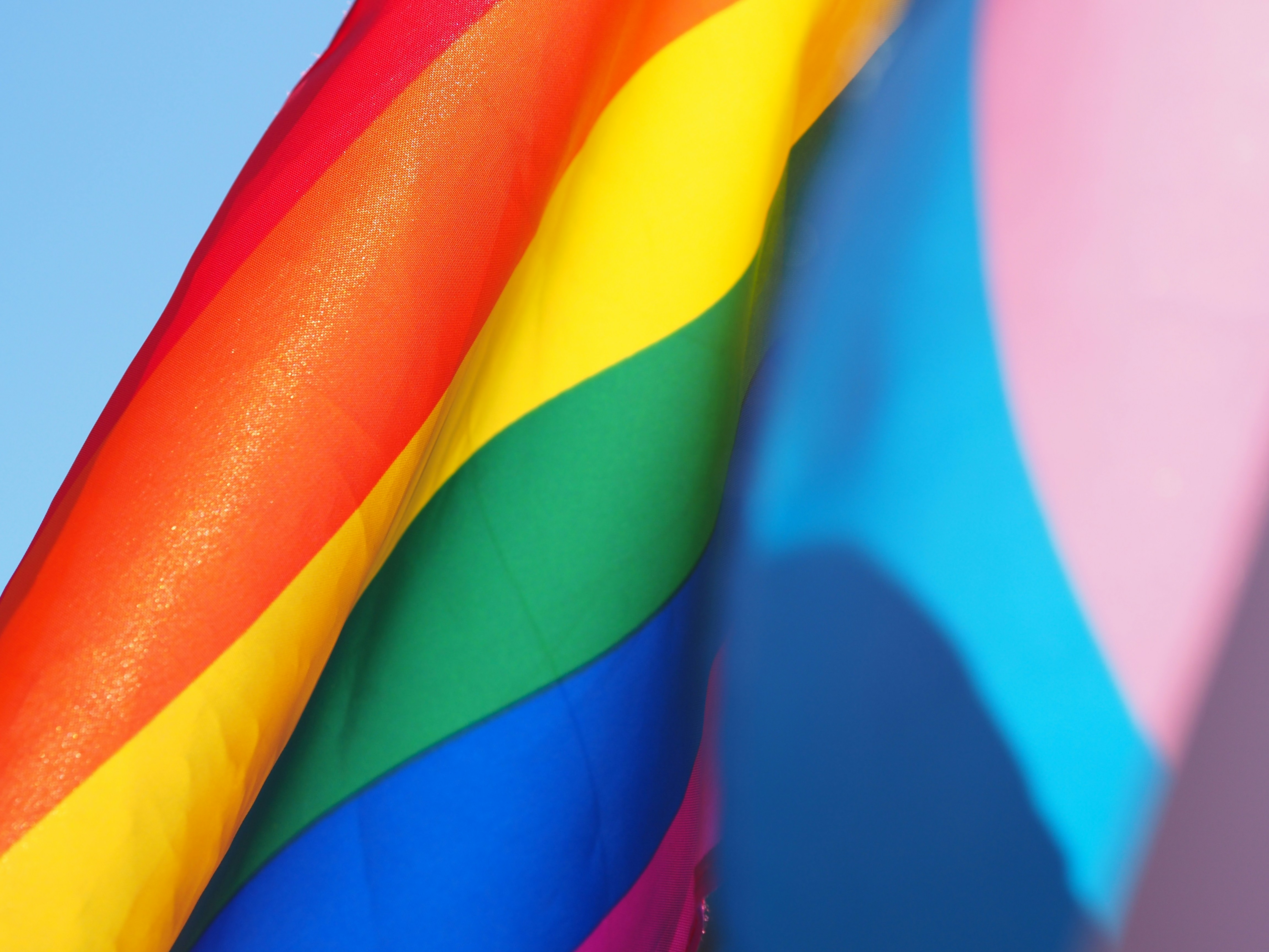 Regnbågsflaggan och flaggan för trans